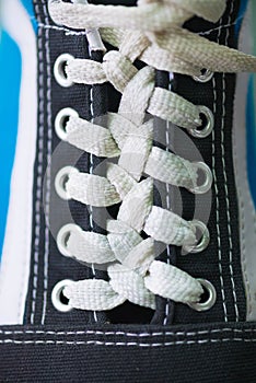 Closeup of casual asual shoelace.