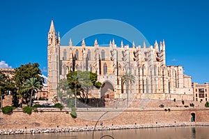 Closeup of the Catedral-Basilica de Santa Maria de Mallorca in Palma, Spain