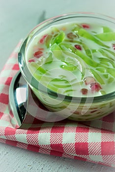 Closeup Cendol or Iced dessert of Thailand