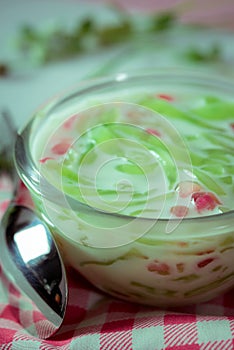 Closeup Cendol or Iced dessert of Thailand