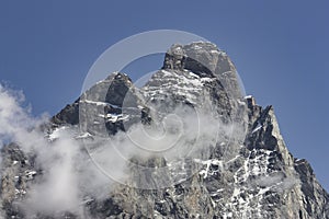 Closeup of Cervino mountain peak