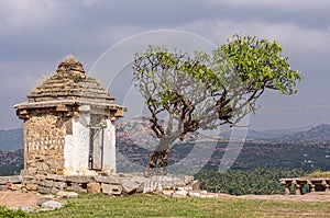 Closeup of chapel at Moola Virupaksha temple, Hampi, Karnataka, India photo