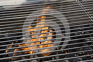 Closeup of a charcoal grill