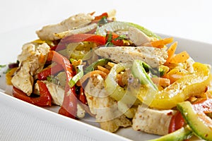 Closeup of chicken with vegetables