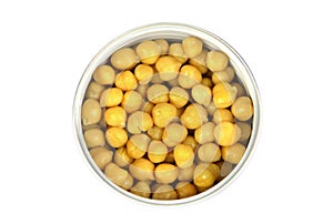 Closeup chickpeas on a white