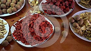 Closeup of Chinese health care herbs on table