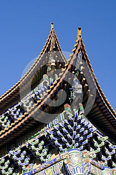 Closeup of Chinese temple eaves photo