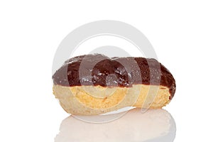 Closeup of a chocolate eclair