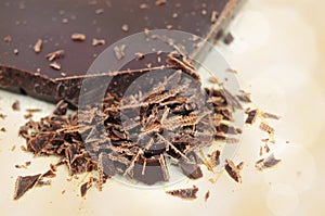 Closeup of chopped chocolate