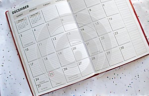 Christmas Calendar Background on confetti