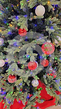 Closeup of Christmas Decorations on a Tree