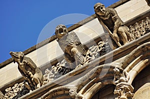 Closeup on church gargoyles