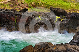 Closeup of churning waves at Devils Churn