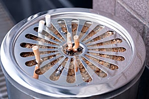 Closeup cigarettes in Ashtray