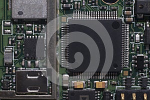 Closeup circuit board with electronic components