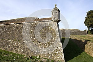 Closeup city walls of Portuguese fortress, Valenca.