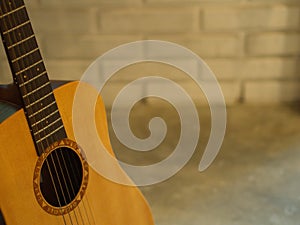 Closeup Classic and Folk Guitar. Beautiful Background.