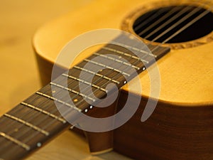 Closeup Classic and Folk Guitar. Beautiful Background.