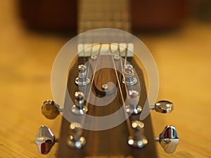 Closeup Classic and Folk Guitar. Beautiful Background.