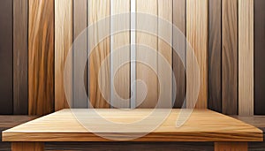 Closeup Clear wooden studio background on white background