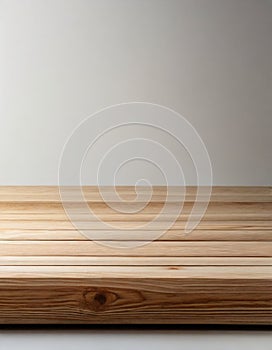 Closeup Clear wooden studio background on white background