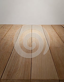 Closeup Clear wooden studio background on white background