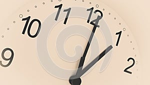 Closeup clock ticking showing one hour