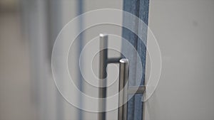 Closeup of closed cells in cloakroom. Lockers in the locker room closeup