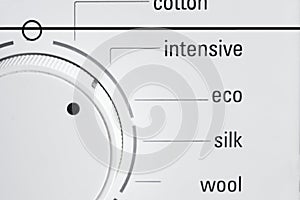 Closeup of clothes dryer machine control