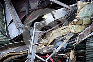 Closeup Of Cluttered Construction Debris Pile photo