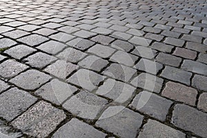 Closeup of a cobblestone road