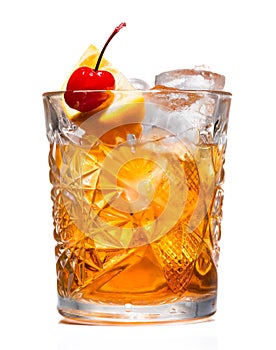 closeup of Cocktail old fashion