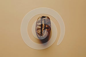 Closeup of coffee bean on beige