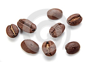 Closeup coffee bean isolated on white