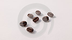 Closeup Coffee Bean Isolated White Background, Empty Space For Text