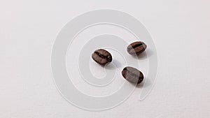 Closeup Coffee Bean Isolated White Background, Empty Space For Text