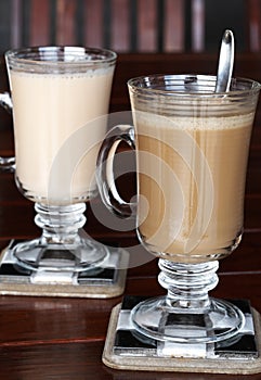 Closeup of coffee and tea