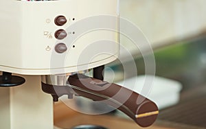 Closeup of coffeemaker.