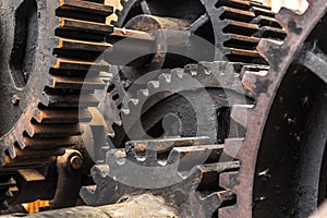 Closeup of cogs, gears, machinery