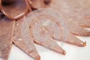 Closeup of cold meat slices