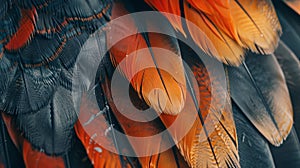 Closeup colored bird's feathers.