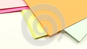 Closeup of colored sheets of paper