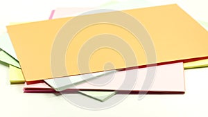 Closeup of colored sheets of paper