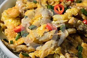 Closeup of a colorful bowl of fresh vegetables and eggs