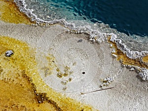 Closeup of colorful details at a hot spring edge