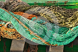 Closeup of colorful fishing net