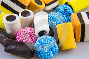 Closeup of colorful licorice sweets