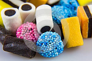 Closeup of colorful licorice sweets