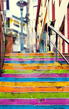 Closeup of colorful staircase