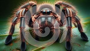 CloseUp of a Colorful Tarantula on a Leaf photo